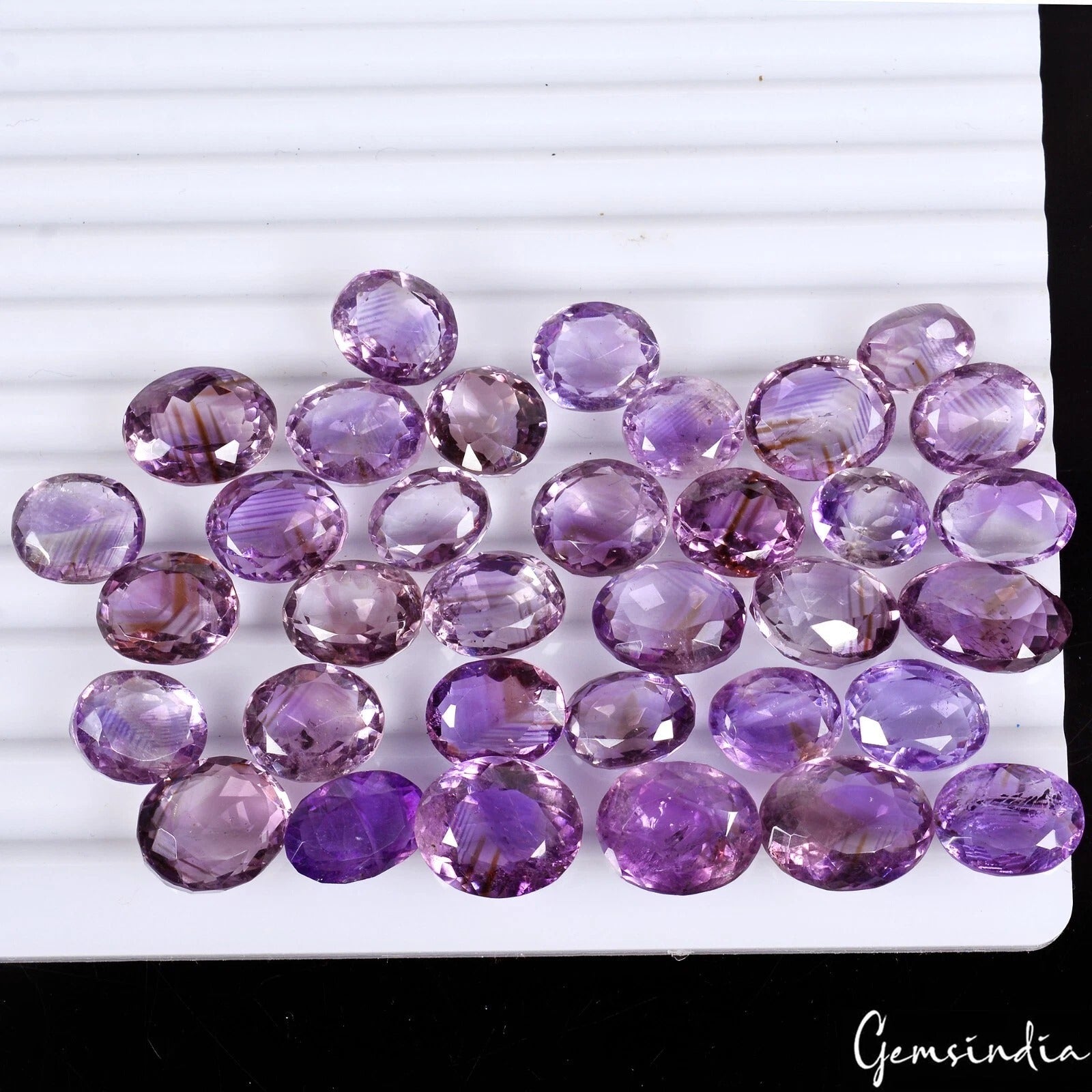 Oval Cut Natural Unheated Top Purple Amethyst Uruguay Loose Gems 225.50 Ct/34Pcs
