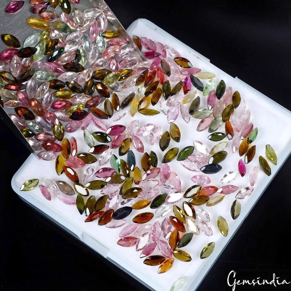 Natural Multi-Color Tourmaline Lot - Marquise Cut - Eye Clean- High Luster~6x3mm