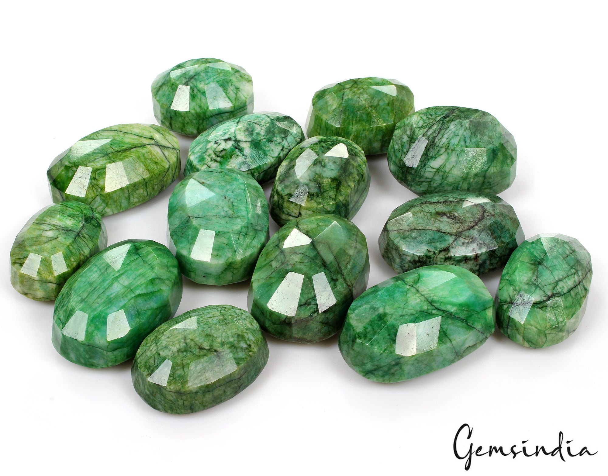Emerald Lot, Loose Gemstone, Oval Cut, Color Enhanced — 14 Pieces, 42mm to 78mm, 5000 Ct, Brazil