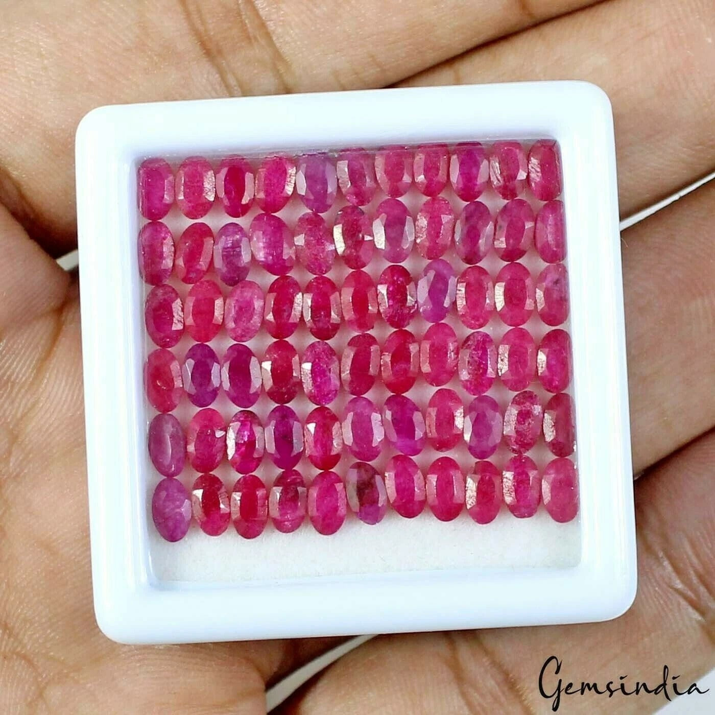 Certified 24.60 Ct/66Pcs Natural Pink Ruby Oval Calibrated 5x4mm Gem for jewelry