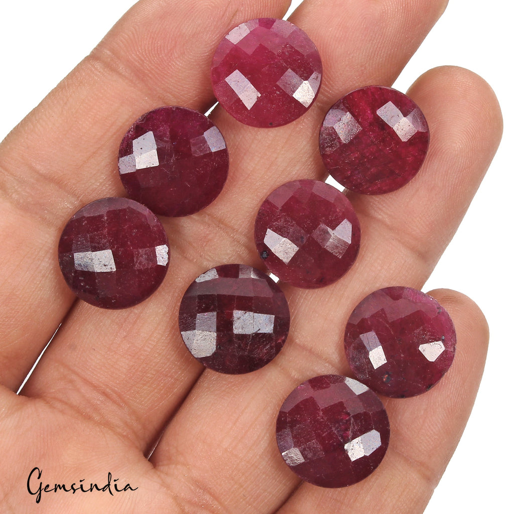 102.10 Ct Natural Red Ruby Round Checker Cut Loose Gems Pair For Making Earrings