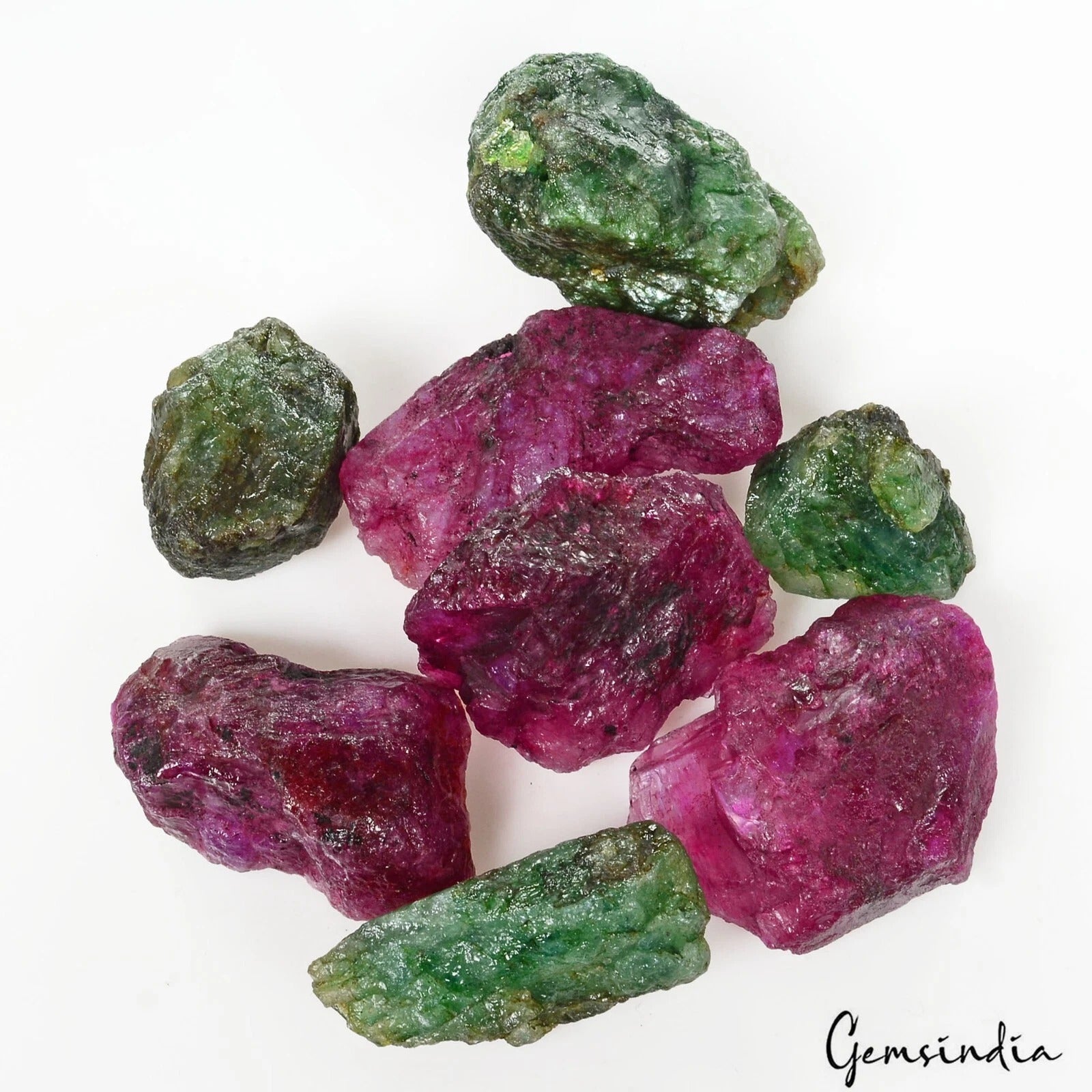 Ruby Lot, Rough, Color Enhanced, Red — 8 Pieces, 20mm to 39mm, 430 Ct