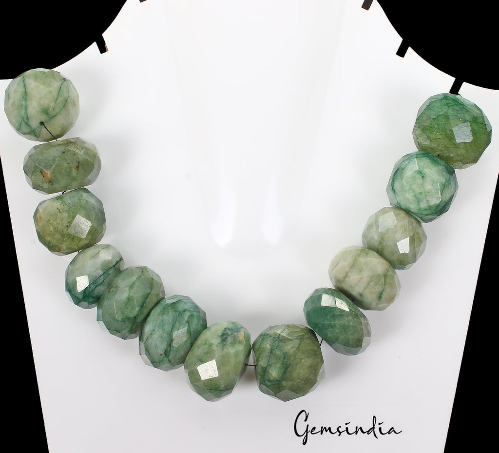 1150 Cts/13 Pcs Natural Brazilian Green Emerald Round Drill Bead Loose Gems Lot