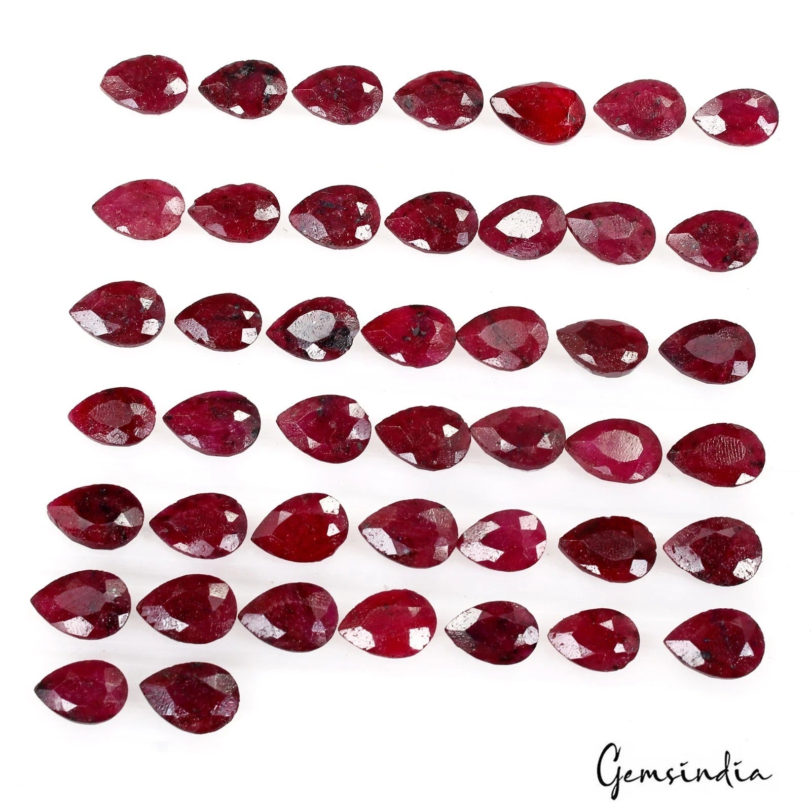 Ruby Lot, Loose Gemstone, Color Enhanced, Red — 44 Pieces, 12mm to 13mm, 248.05 Ct
