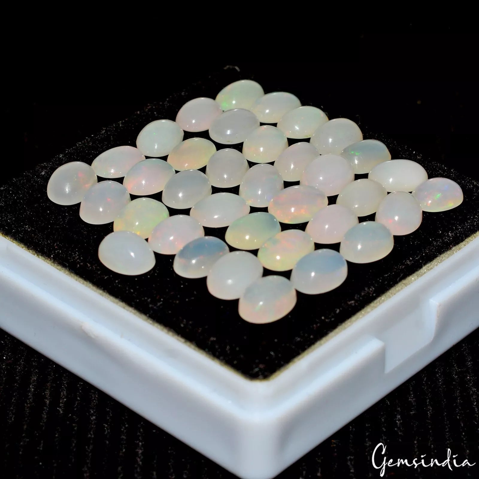 36 Pcs Natural Opal Flashy Multi Color 7mm*5mm Oval Cabochon Loose Gemstones Lot