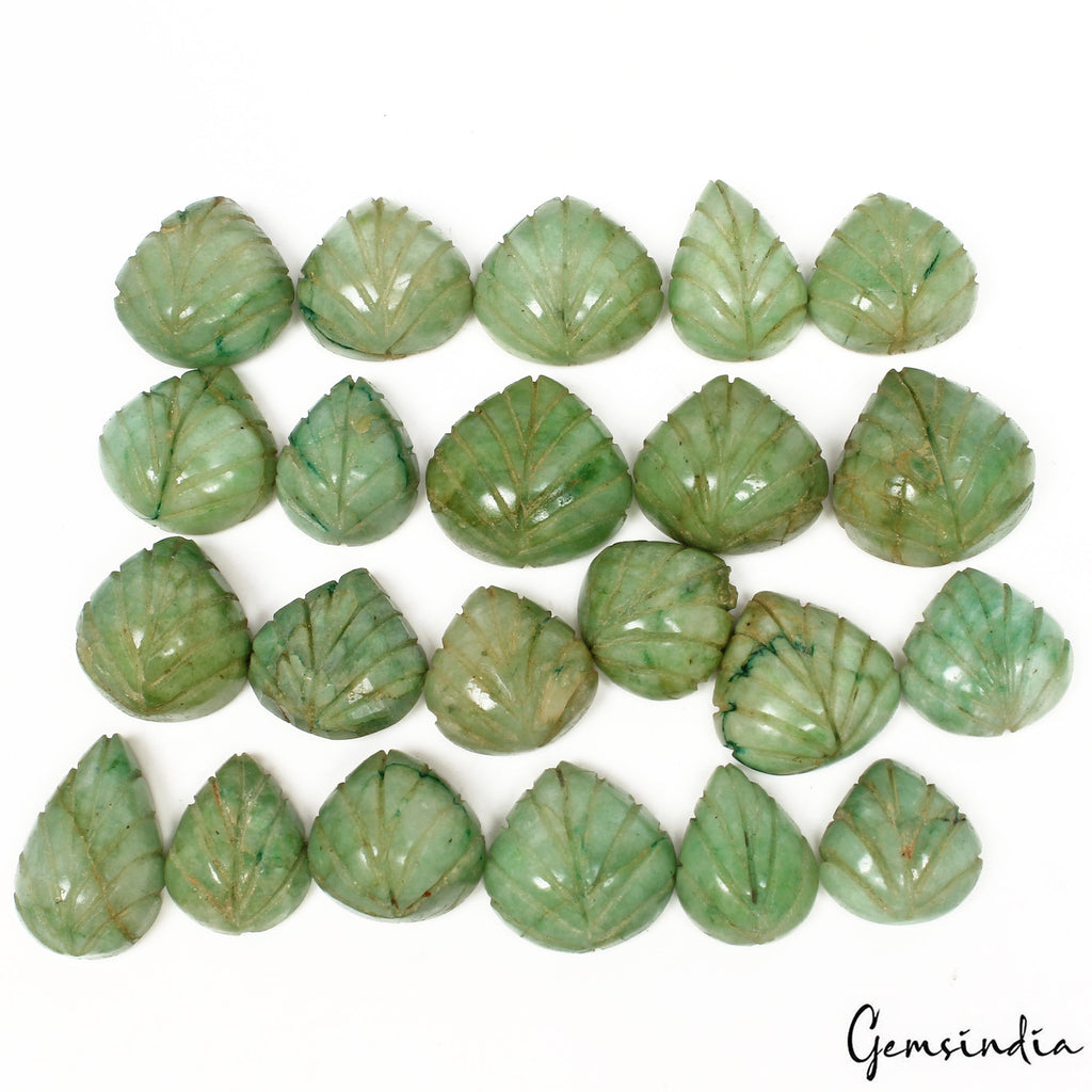 700 Cts/22 Pcs Natural Brazilian Green Emerald Pear Shape Carving Loose Gems Lot