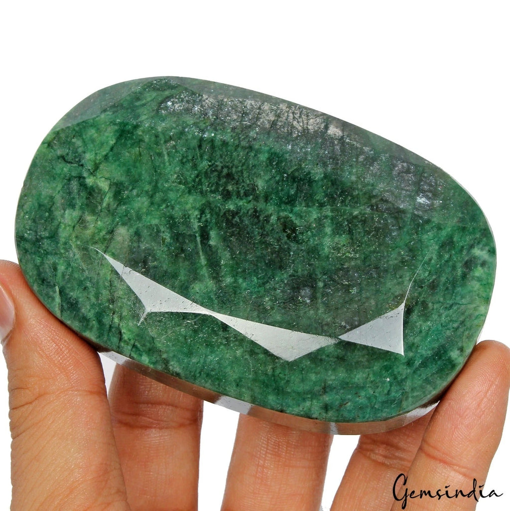 1870 Ct Natural Green Earth Mined Oval Cut Faceted Emerald Museum Size Loose Gem