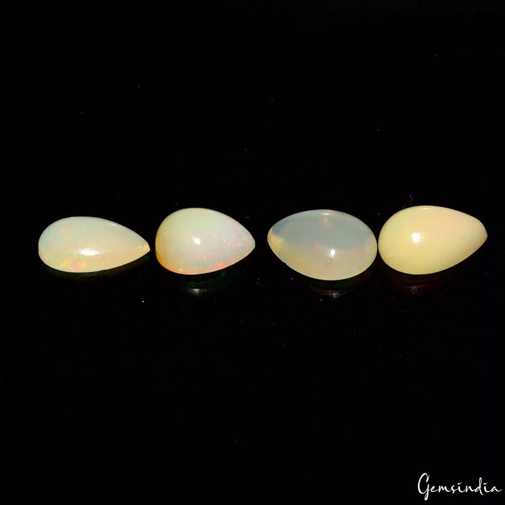 Opal Lot, Cabochon, Pear Cabochon, Untreated — 4 Pieces, 8mm to 9mm, 4.80 Ct, Australia