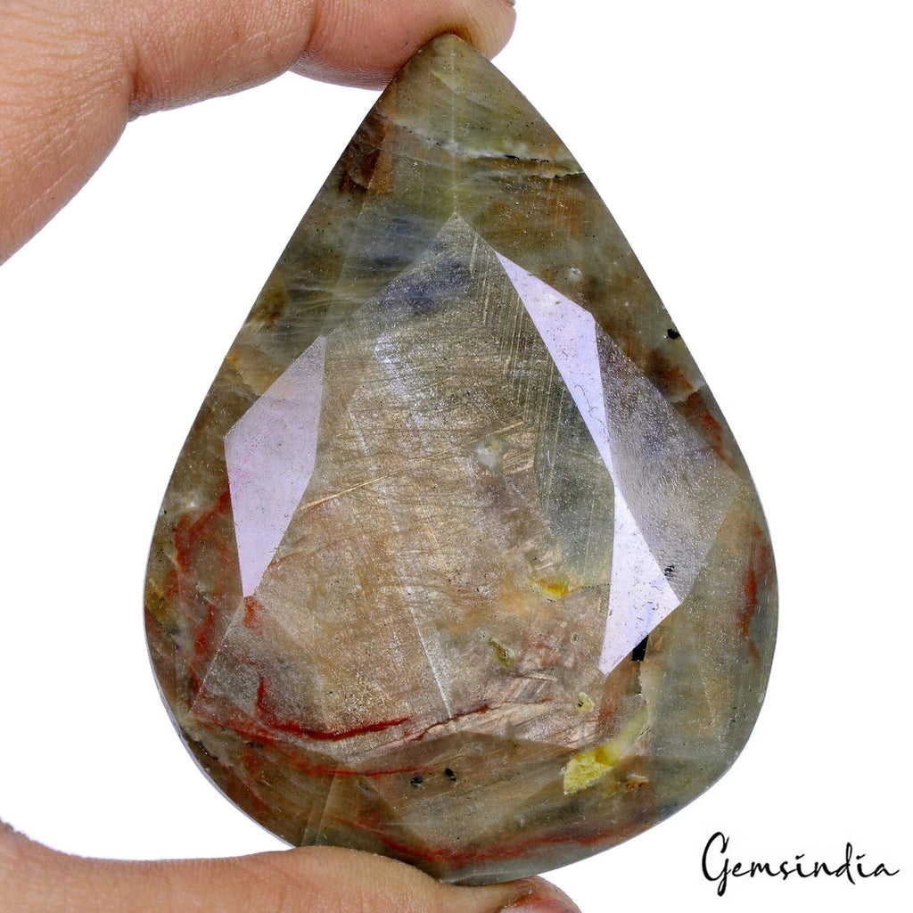 1020 Ct Natural Brown Untreated Sapphire w/Red Streaks Pear Cut Earth Mined Gem
