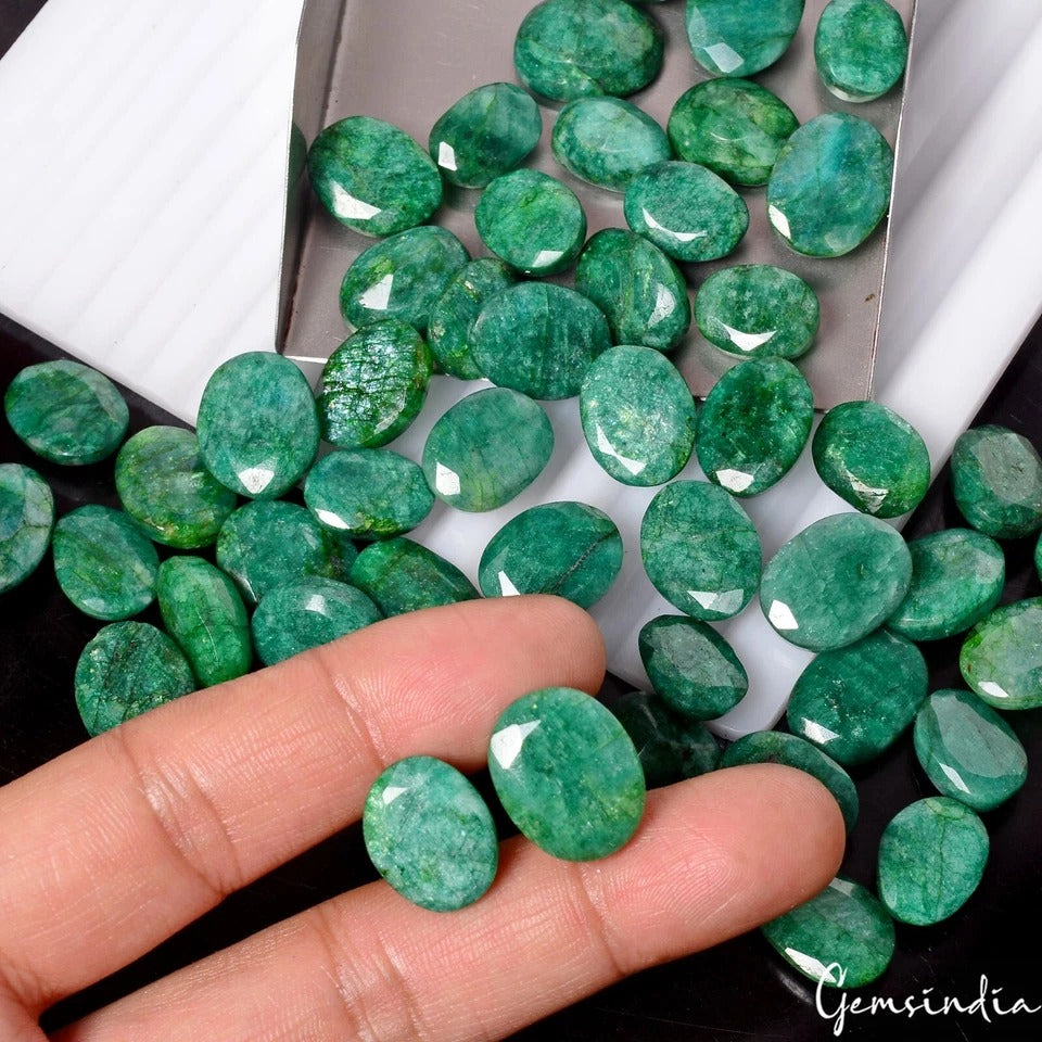 600 Cts/50 Pcs Natural Brazilian Green Emerald Mix Cut Loose 14mm-18mm Gems Lot