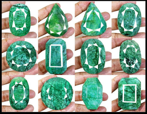 1 Kilo/12 Pcs Natural Brazilian Green Emerald Mixed Cut Wholesale Gemstones Lot