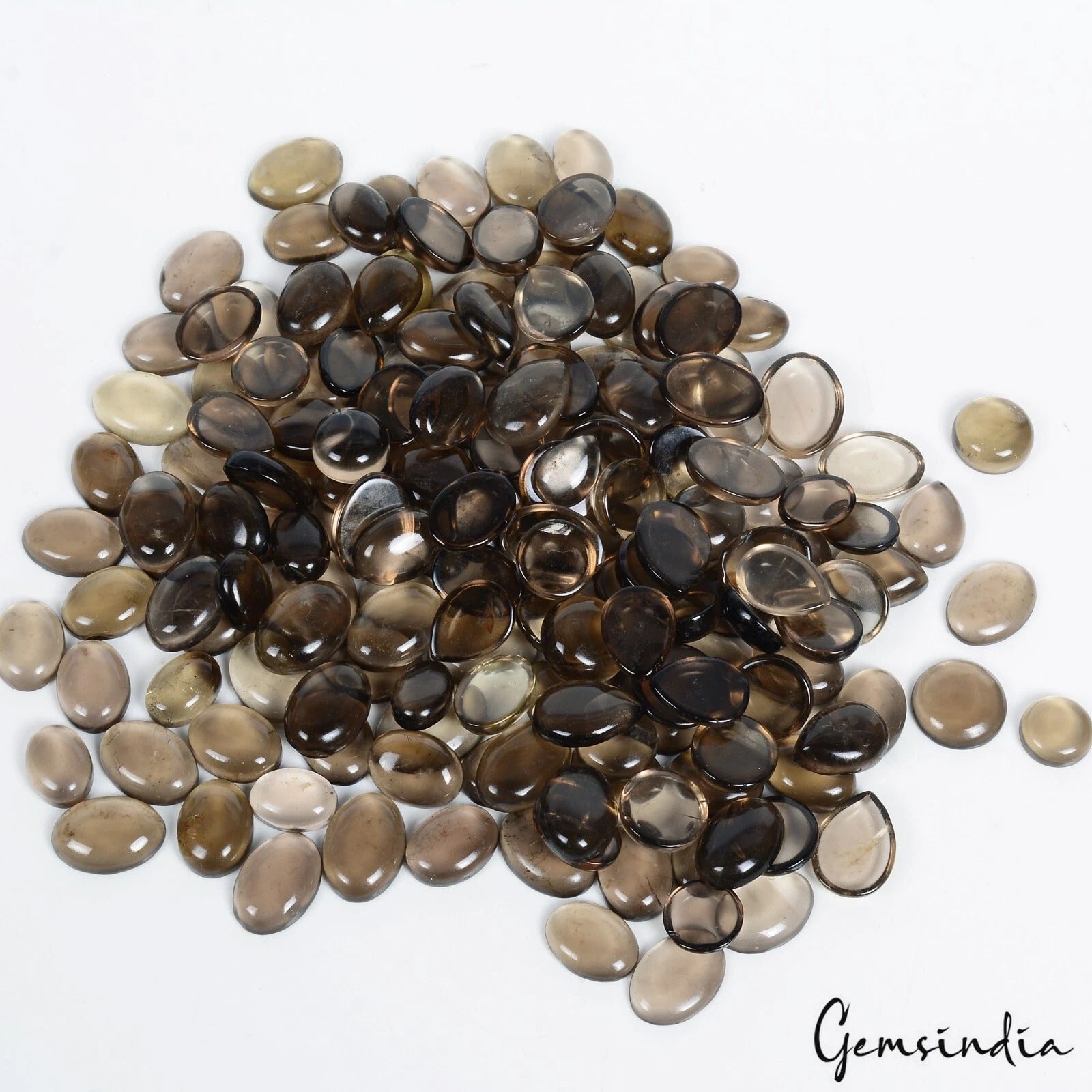 1400 Ct Natural Brown Smoky Quartz Mix Cabochon Loose Untreated 7-20mm Gemstone