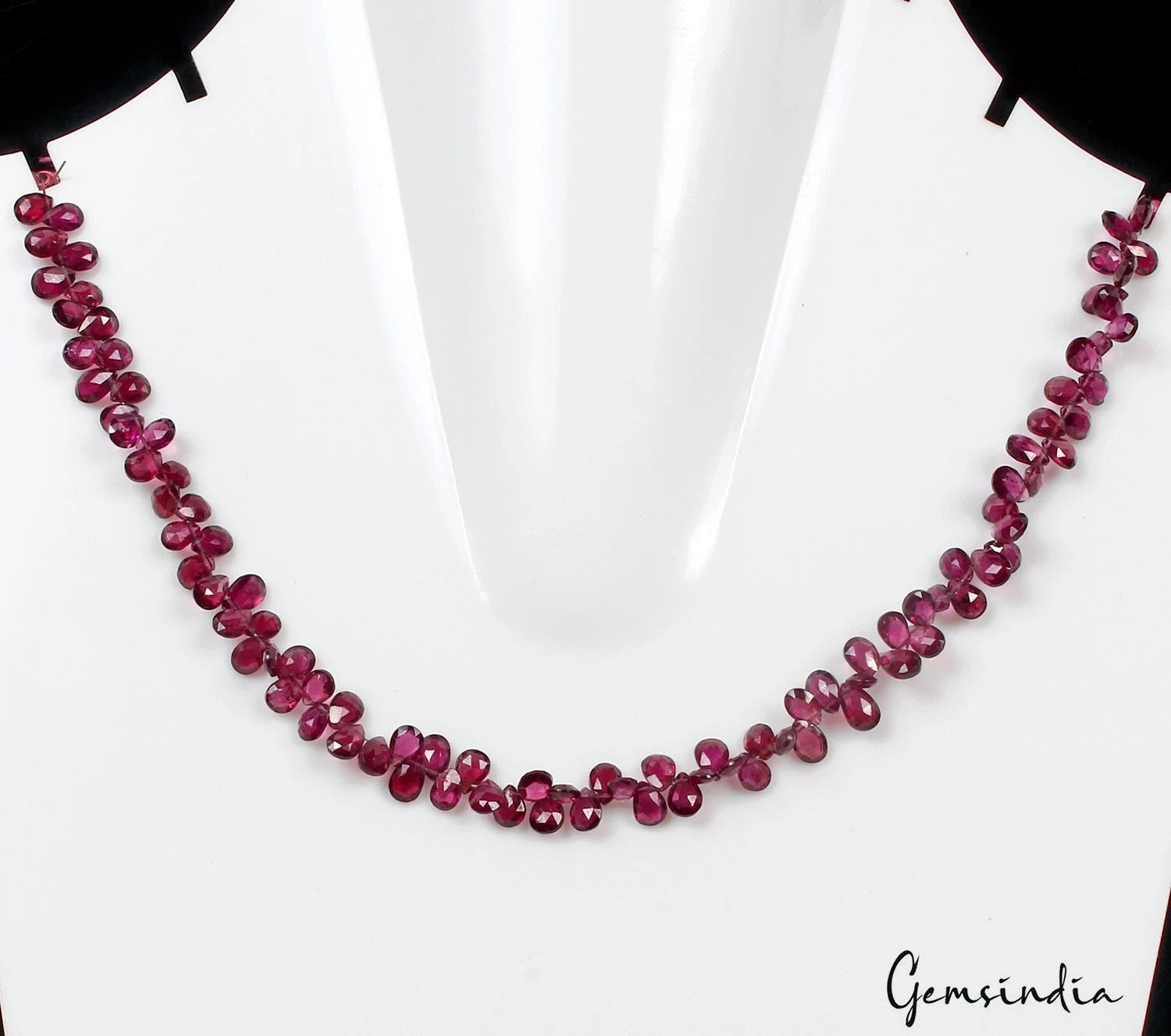 Super Quality Natural Rubellite Tourmaline 5mm-7mm Pear Cut Briolettes Strand 9"