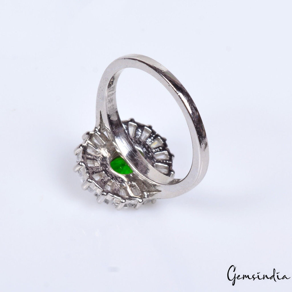4.76 Gram Natural Chrome Diopside Zirconia Gem 925 Sterling Silver Ring 6.5 US