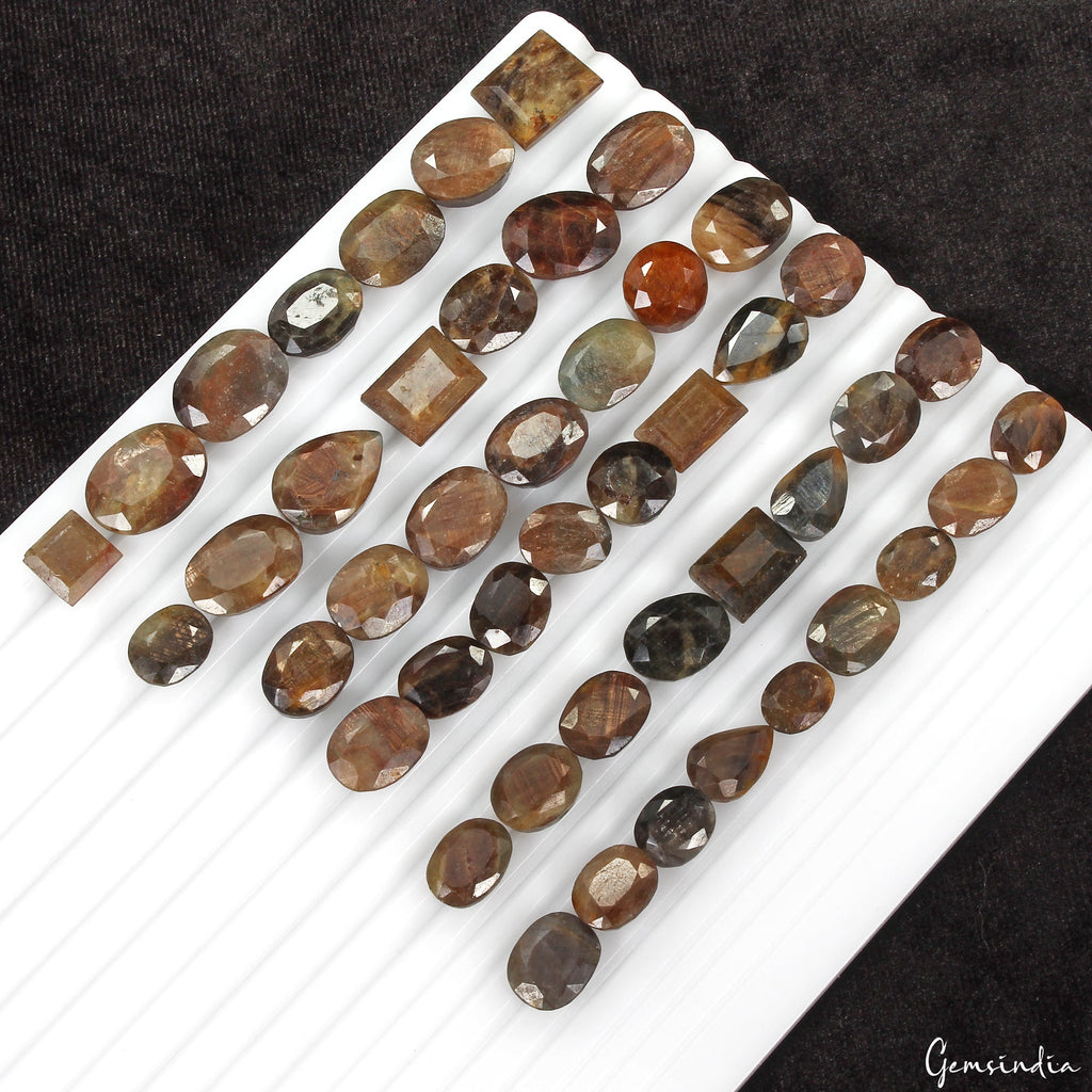 46 Pcs Natural Golden Brown Sapphire Untreated Mix Cut Loose Gemstones 500 Cts