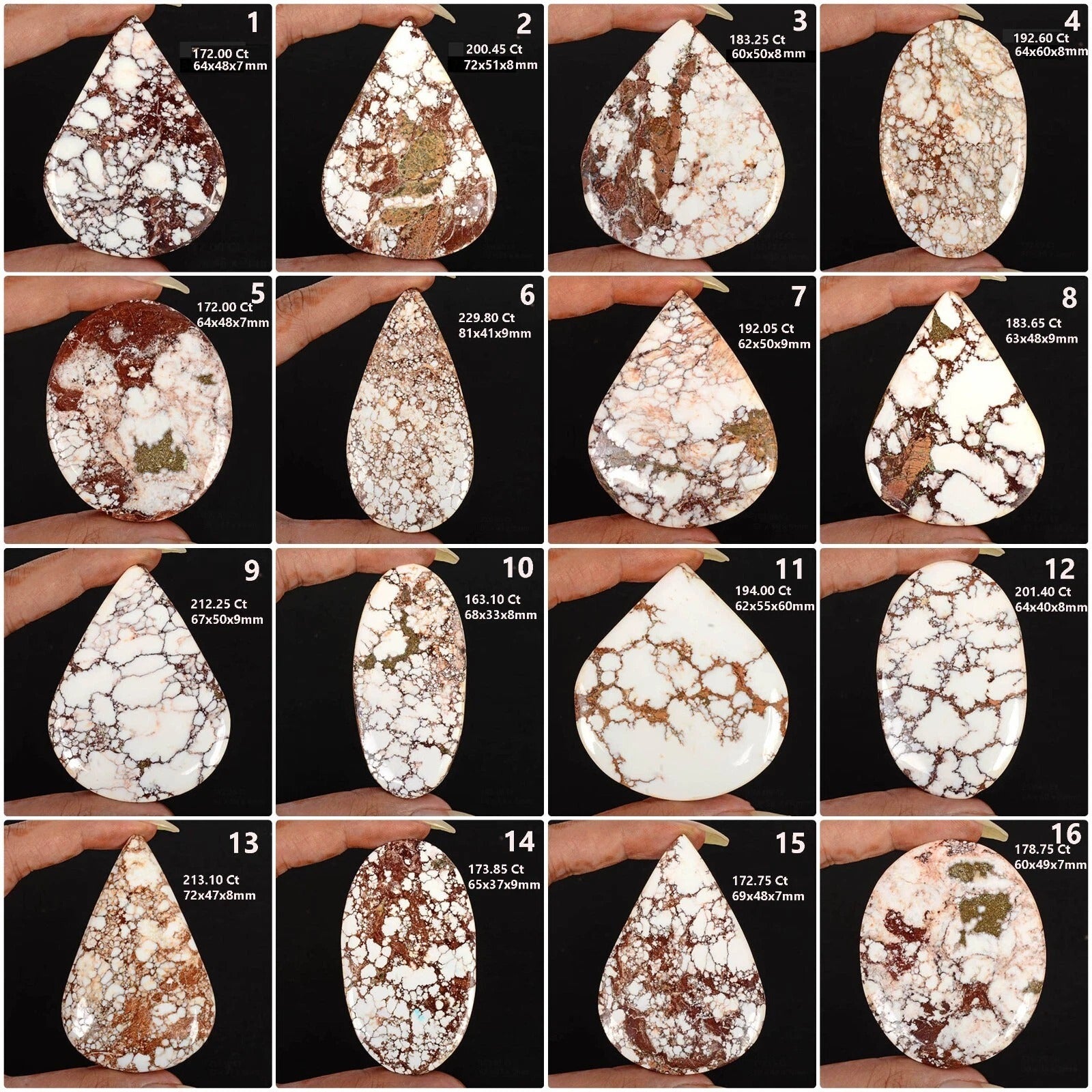 3050 Ct White Buffalo Turquoise Designer Lot Mix Cabochon Nevada Gemstone~16 Pcs
