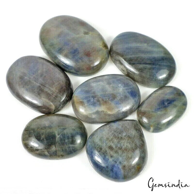 Blue Sapphire Lot, Cabochon, Untreated — 7 Pieces, 34mm to 51mm, 1300 Ct, Madagascar