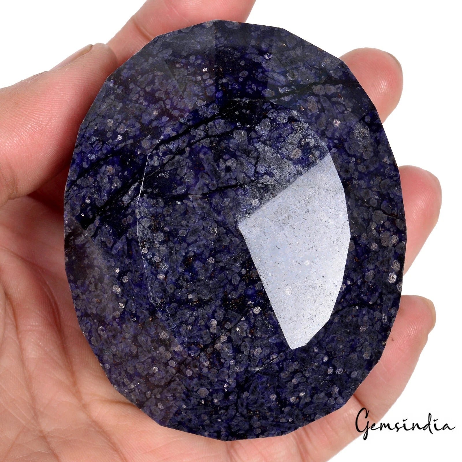 Blue Sapphire Loose Gemstone, Oval Cut Gemstone, Color Enhanced — 80 x 66 x 45mm, 2690 Ct