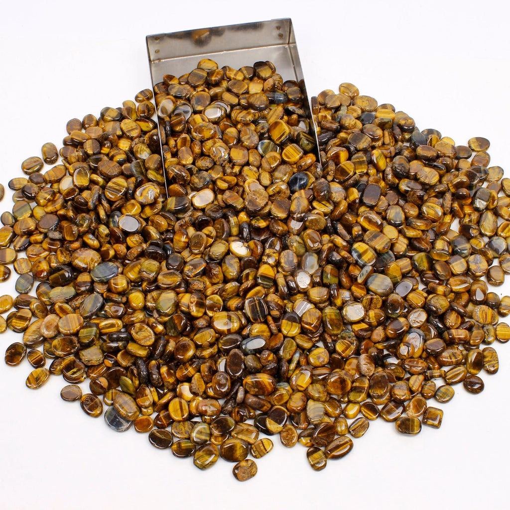 1000 Pcs/ 1 Kilo Natural Tiger's Eye Untreated Oval Cabochon Loose Gemstones Lot