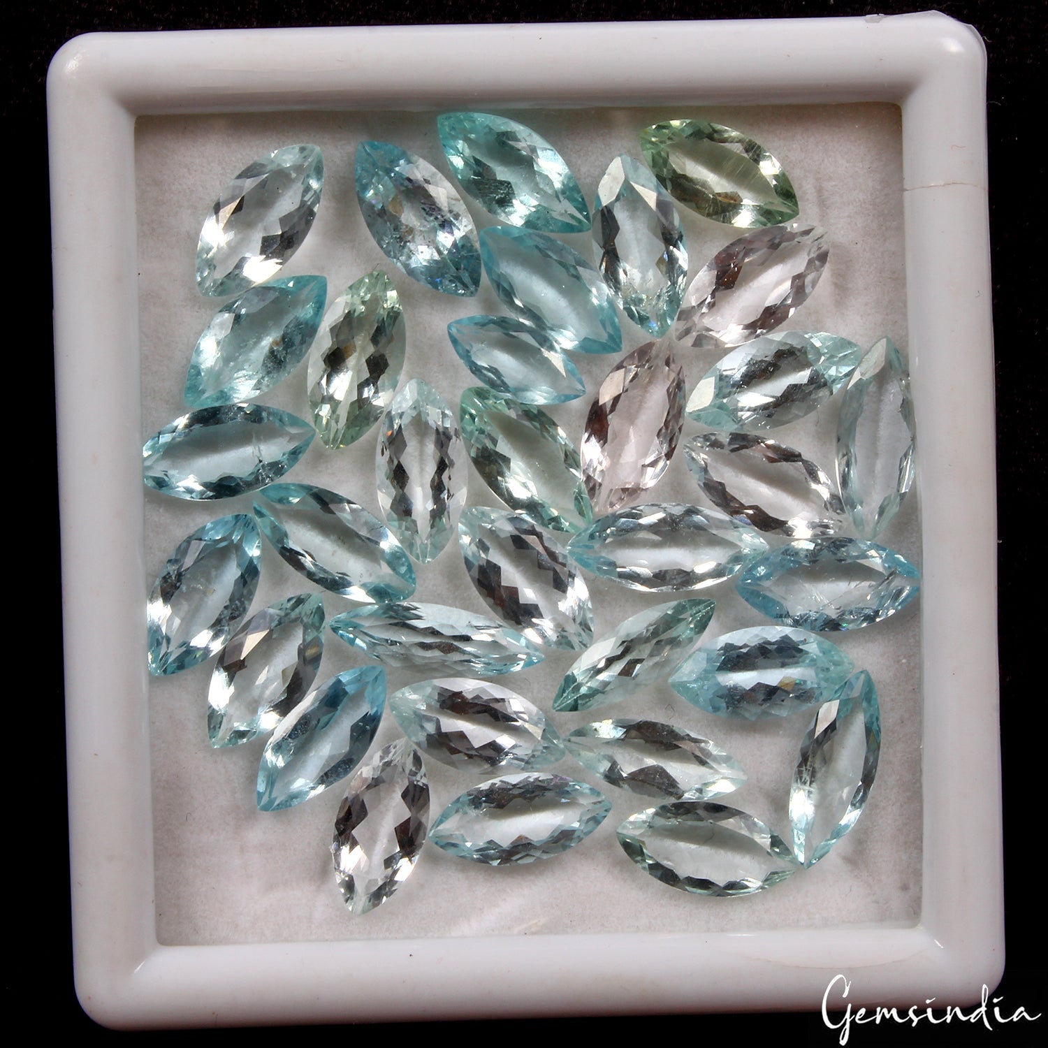 43.55 Ct/33 Pcs Natural Aqua Blue Aquamarine Marquise Cut 9-13mm Loose Gemstones