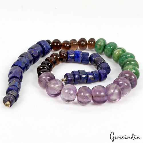 Amethyst Beaded Strand, Multi Color — 10mm to 14mm, 500 Ct, India