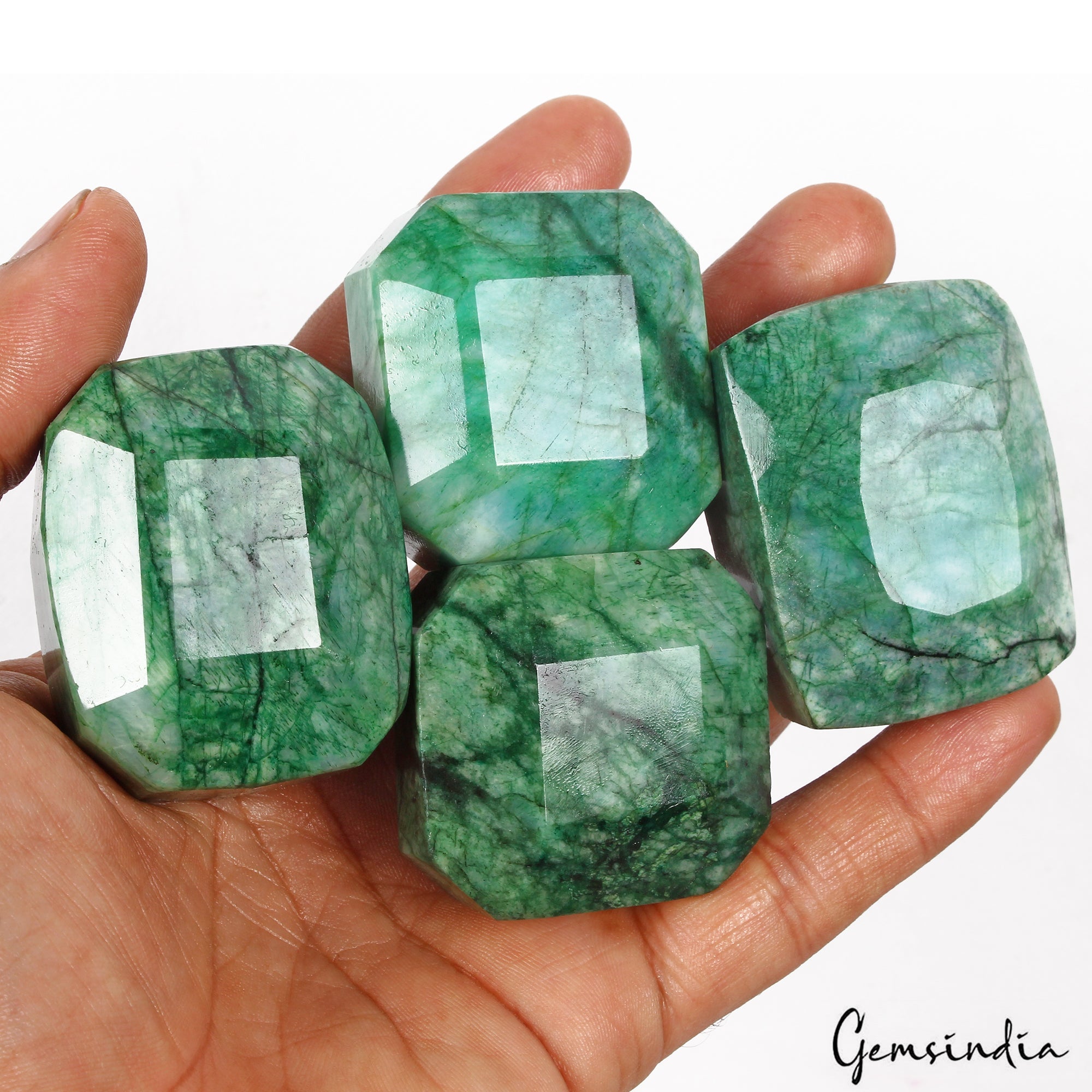 2180 Cts/4 Pcs Natural Brazilian Green Emerald Mix Cut Wholesale Loose Gems Lot