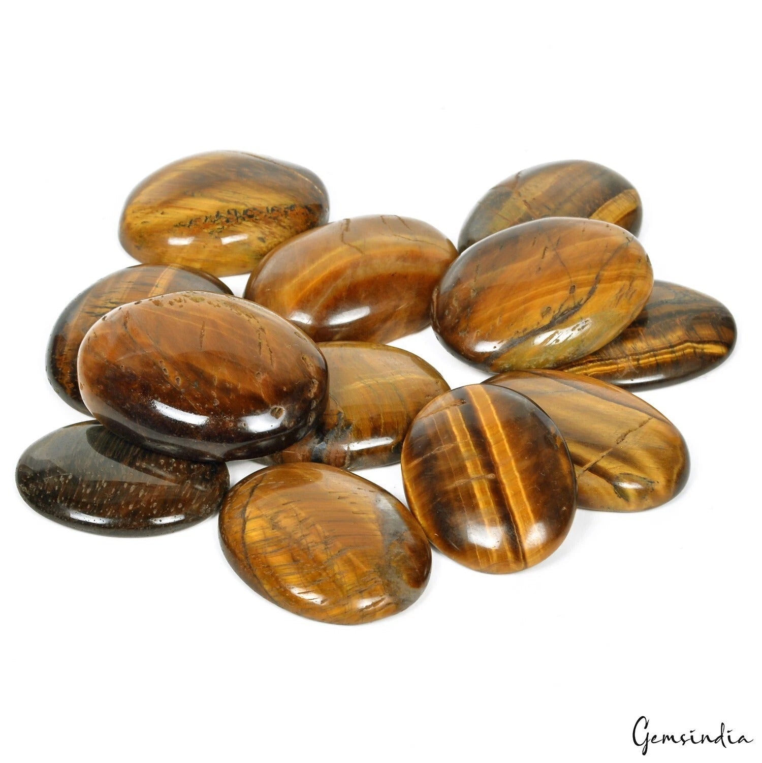 690 Ct Natural Untreated Brown Yellow Tiger Eye Oval Cabochon Loose Gemstones