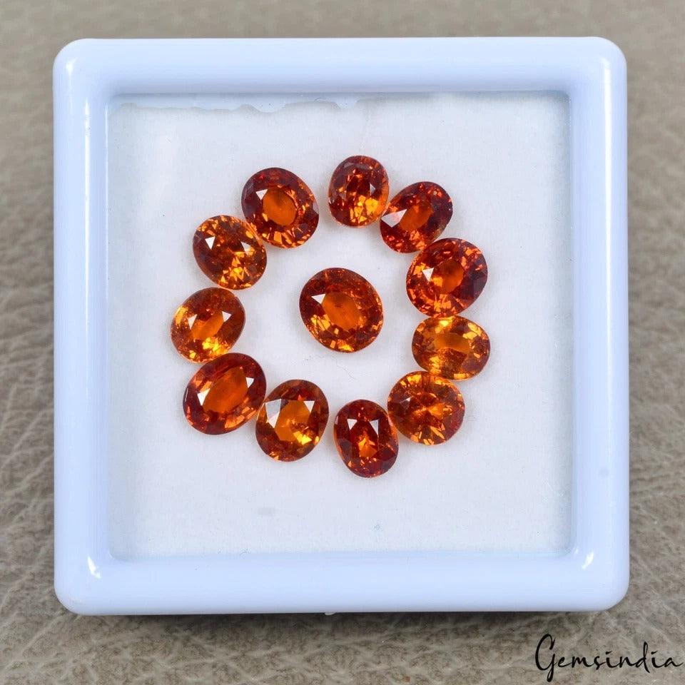 Hessonite Garnet Lot, Loose Gemstone — 12 Pieces, 5mm to 6mm, 9.50 Ct, Sri Lanka