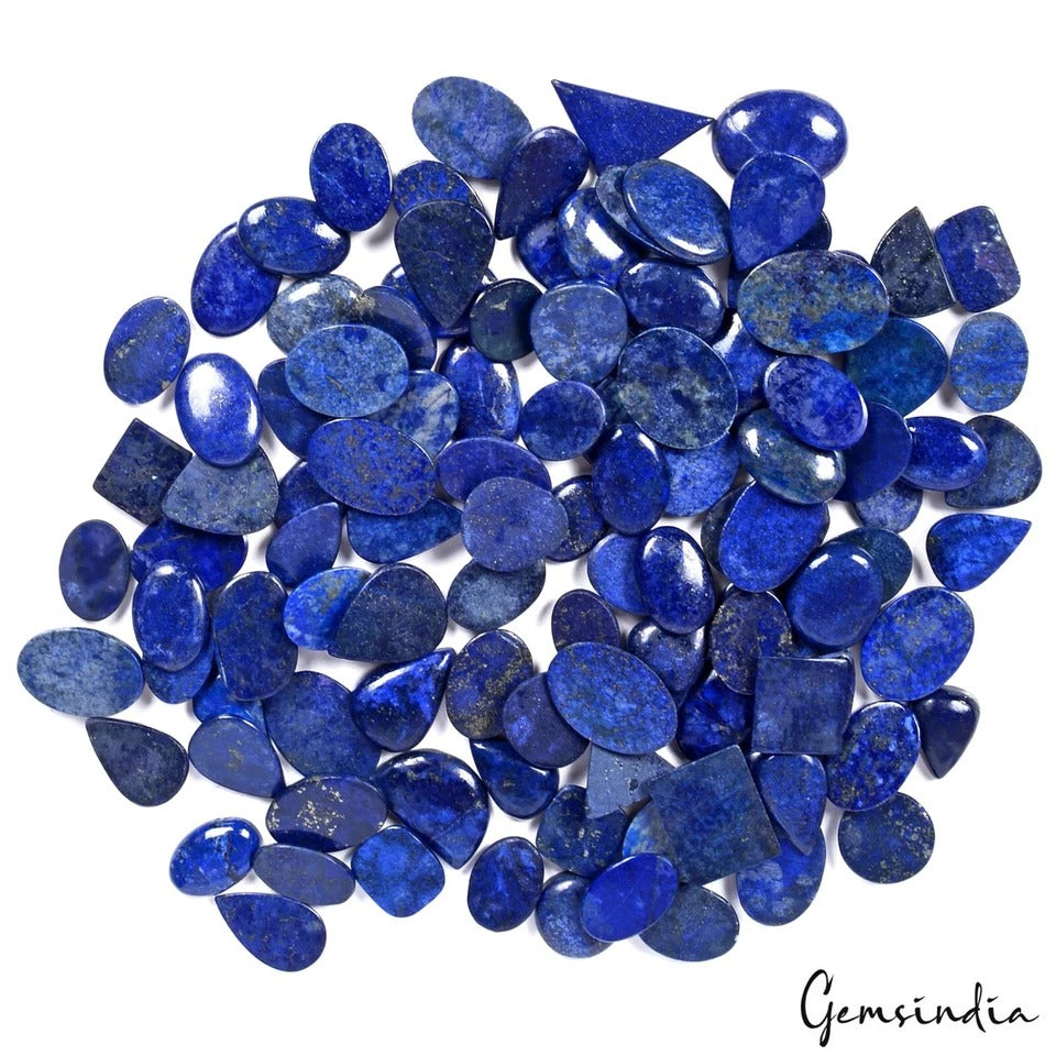 Lapis Lazuli Lot, Cabochon, Oval, Pear, Rectangular & Fancy Cabochon, Color Enhanced — 109 Pieces, 23mm to 34mm, 5000 Ct, Afghanistan
