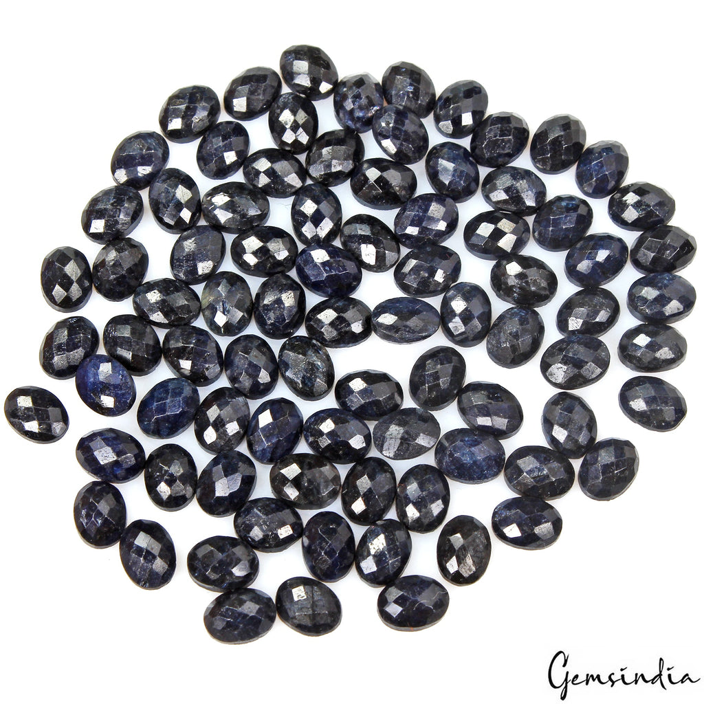 84 Pcs Natural Blue Sapphire Oval 8x6mm Checker Cut Jewelry Gemstones ~142.10 Ct