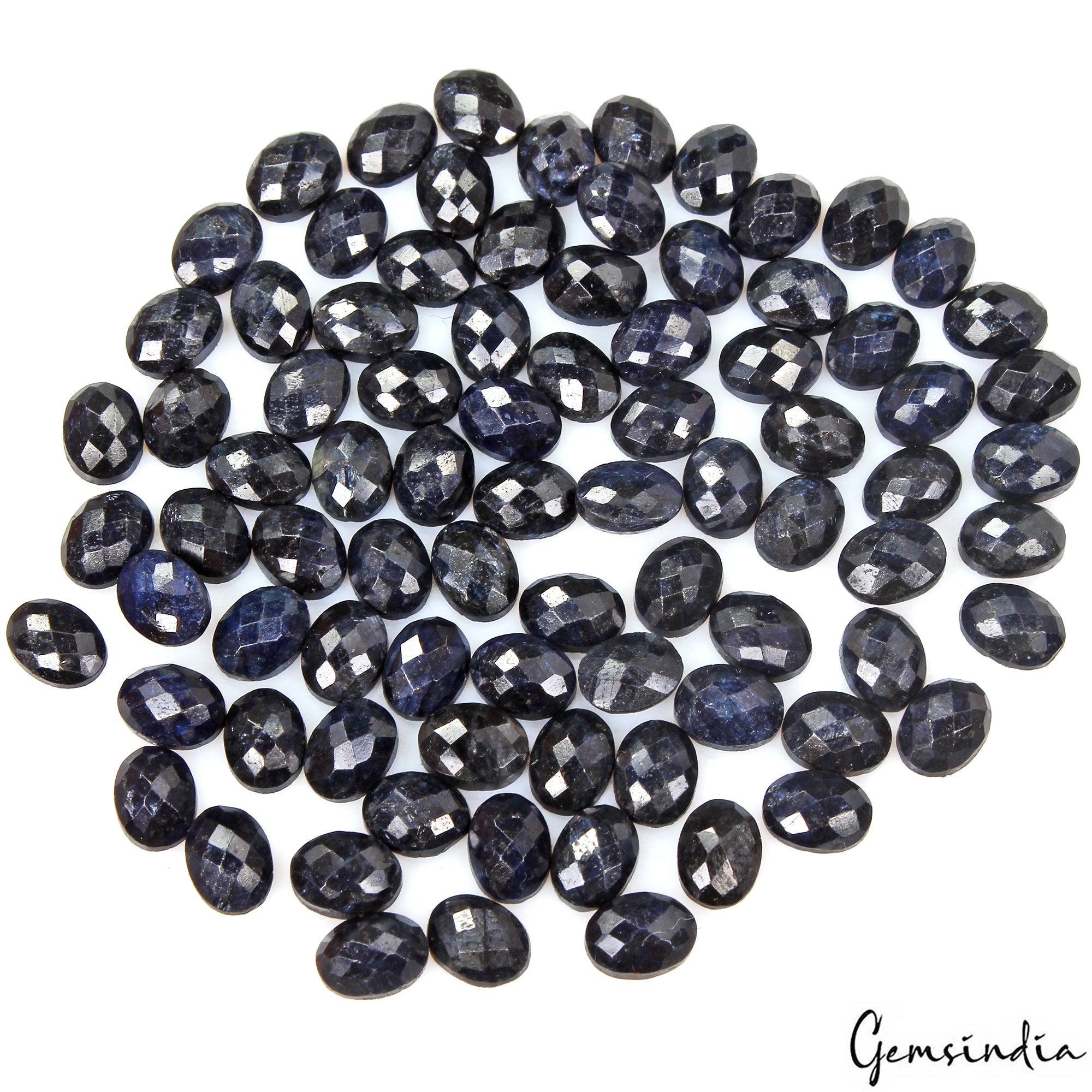 84 Pcs Natural Blue Sapphire Oval 8x6mm Checker Cut Jewelry Gemstones ~142.10 Ct