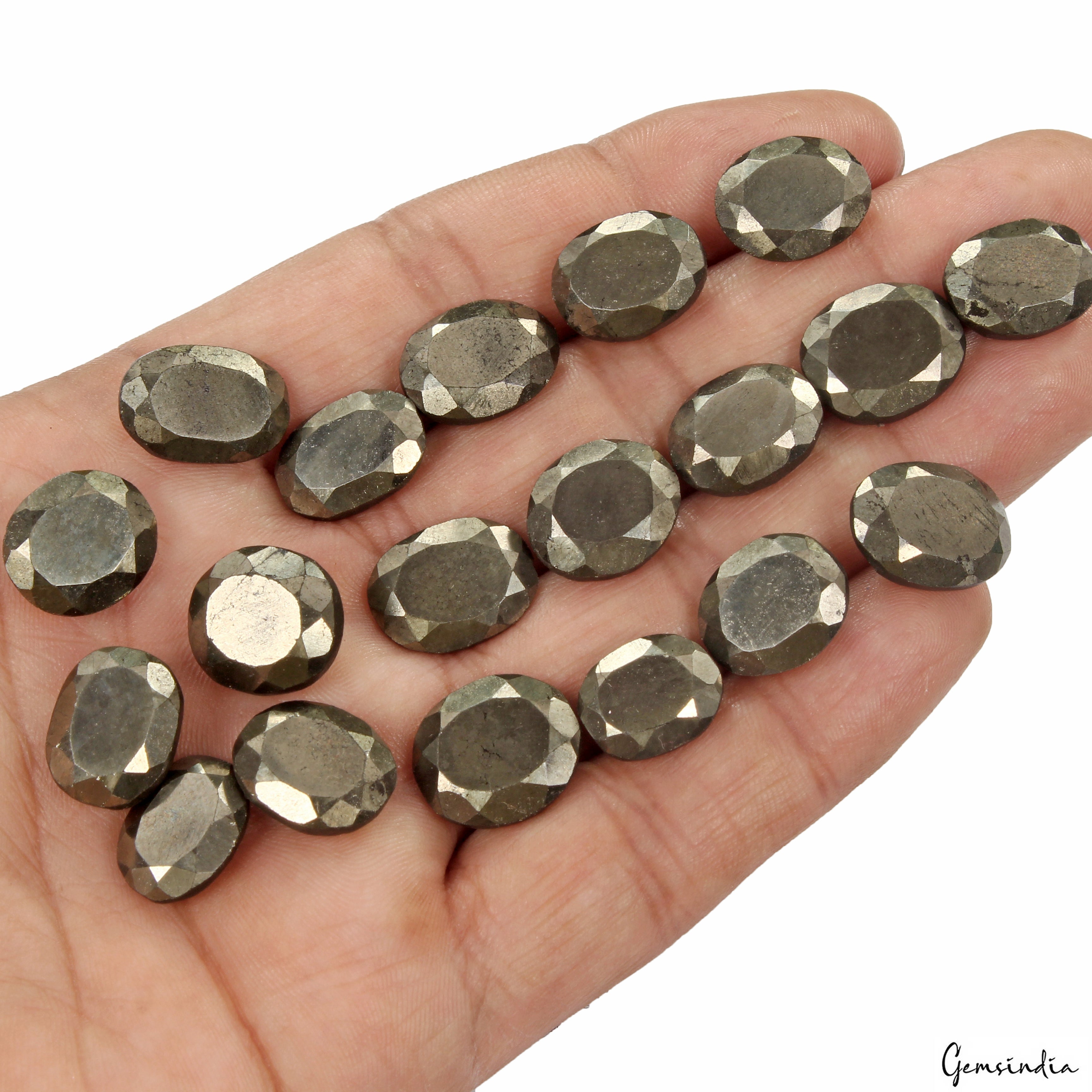 260Ct Natural Gold Pyrite Untreated Oval Cut Loose Ring Size Gemstones Lot~19 Pc