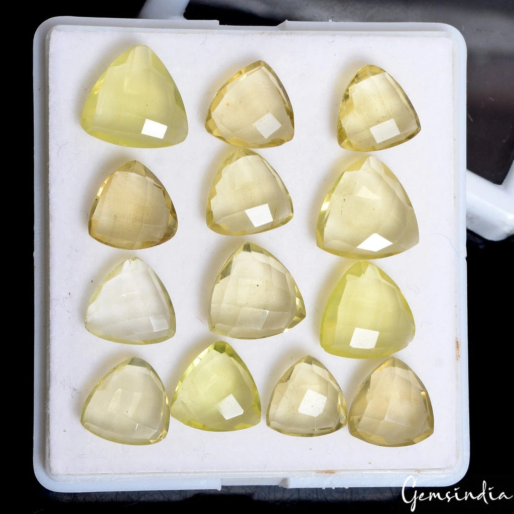 57.50 Cts Natural Lemon Citrine Quartz 10-13mm Loose Trillion checker Cut  Gems