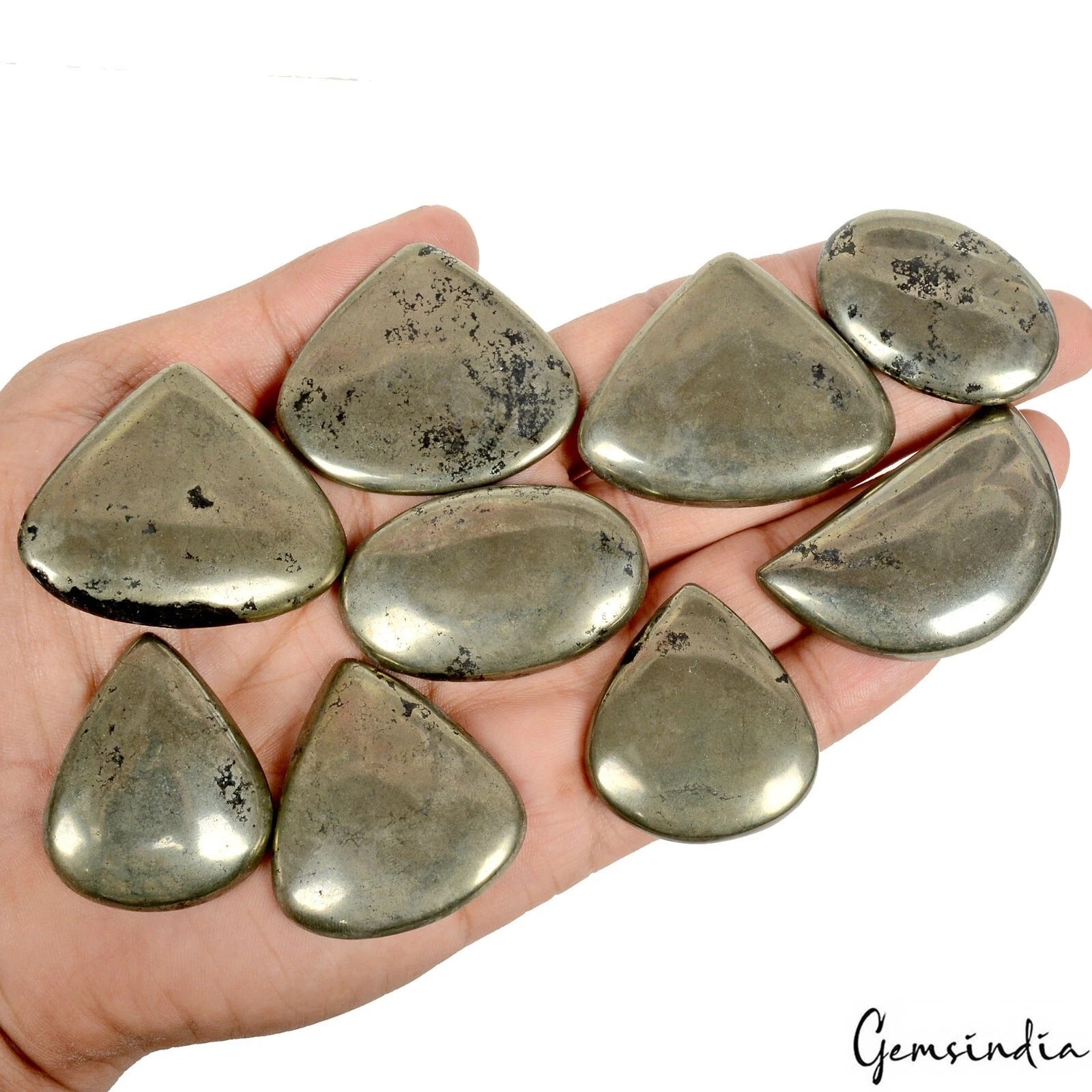 960 Ct Natural Gold Apache Pyrite Mix Cab Loose Wholesale Gemstone Lot~ 9 Pcs