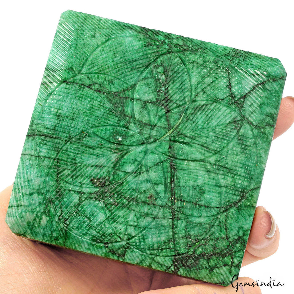Large 4140 Ct Natural Green Emerald Octagon Carving Earth Mined Huge Size Gems
