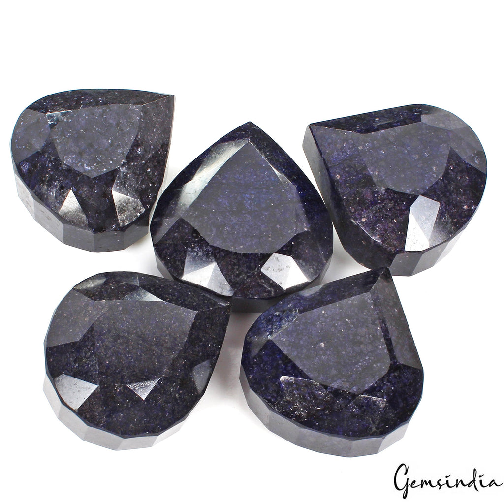5 Pcs/2.25 Kilo Top Blue Sapphire Huge Pear Cut Loose Wholesale Display Gemstone
