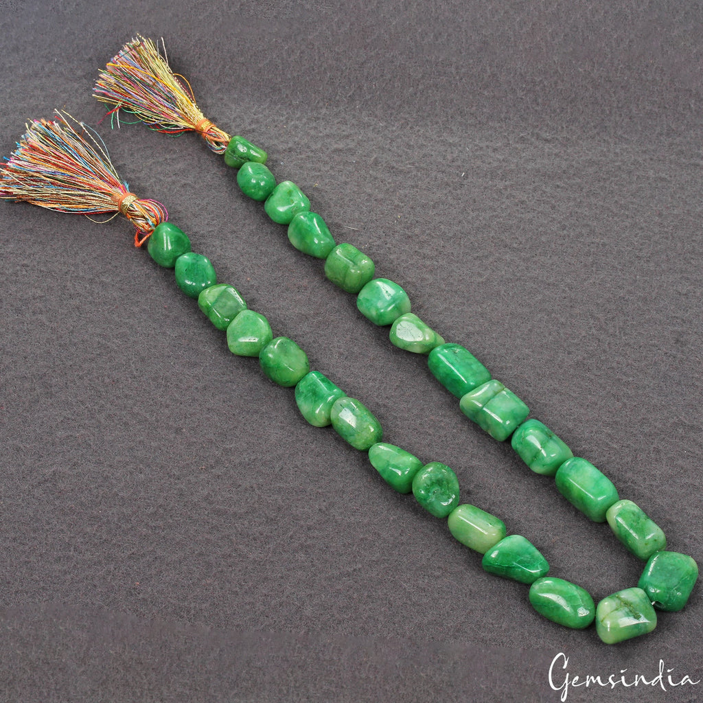 15" Natural Green Emerald Top Rare Tumble Drilled Nugget Beads ~420 Ct/26 Pcs