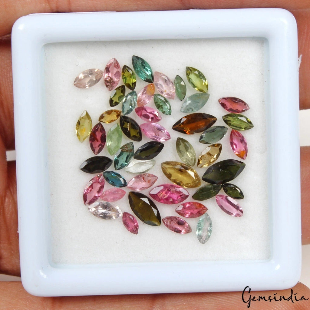 47 Pcs Natural Tourmaline 4mm-6mm Marquise Cut Multi Color Loose Gemstones Lot