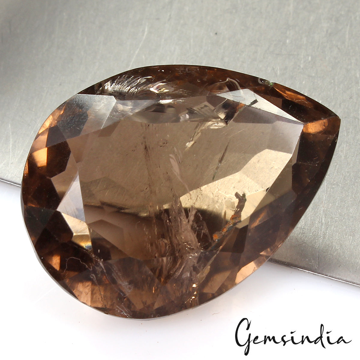 89.40 Ct Natural Untreated Smoky Crystal Quartz Pear Faceted Cut Loose Gemstone