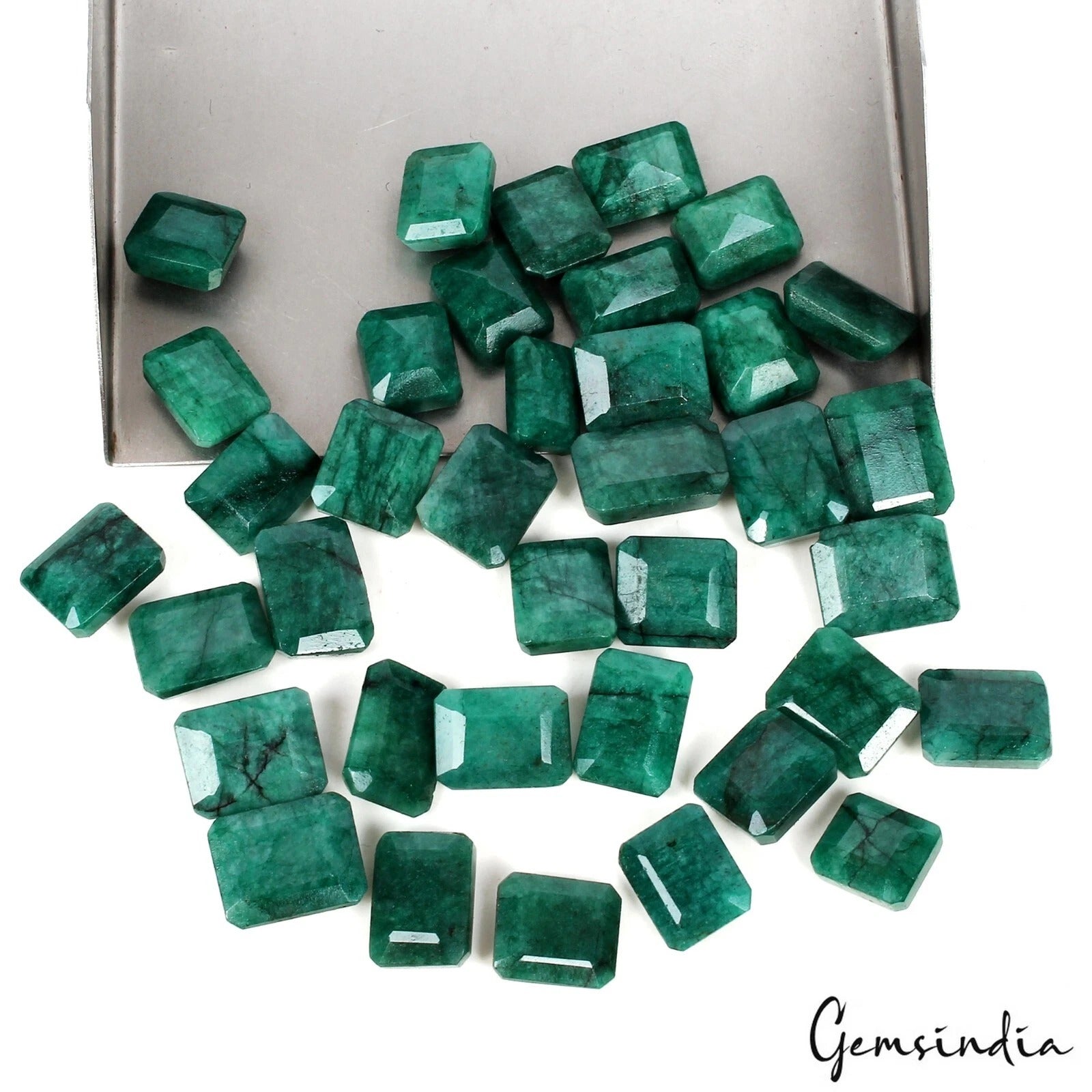 Natural 290 Ct Lot Certified Zambian Green Emerald Cut Emerald Loose Gemstones