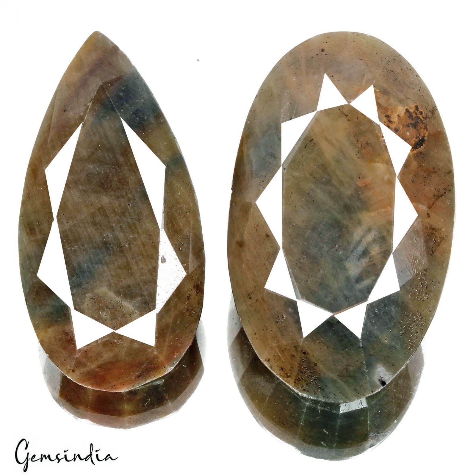 Certified 650 Cts/2 Pcs Natural Untreated Brown Blue Sapphire Mix Cut Loose Gems