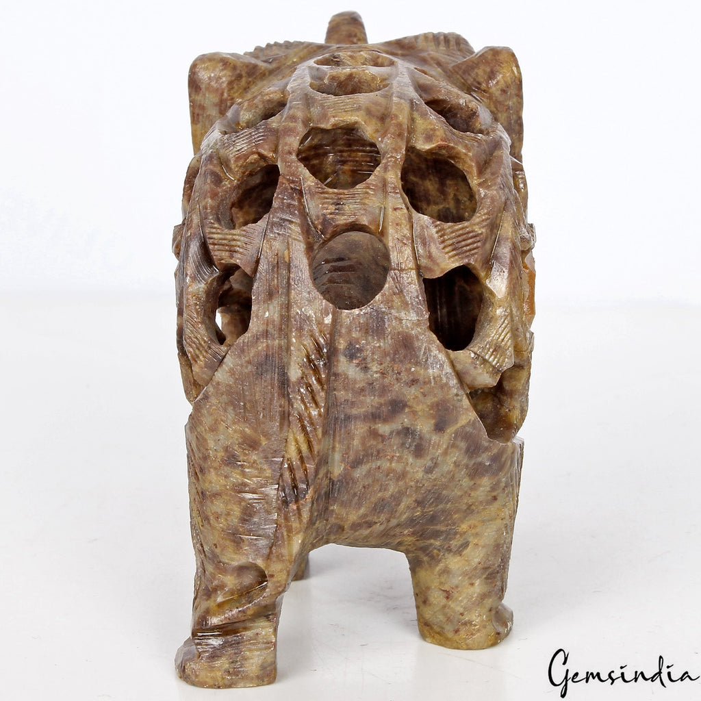 Soapstone Elephant Mom with Baby in tummy Statue/Sculpture Art Decor ~1030 Cts