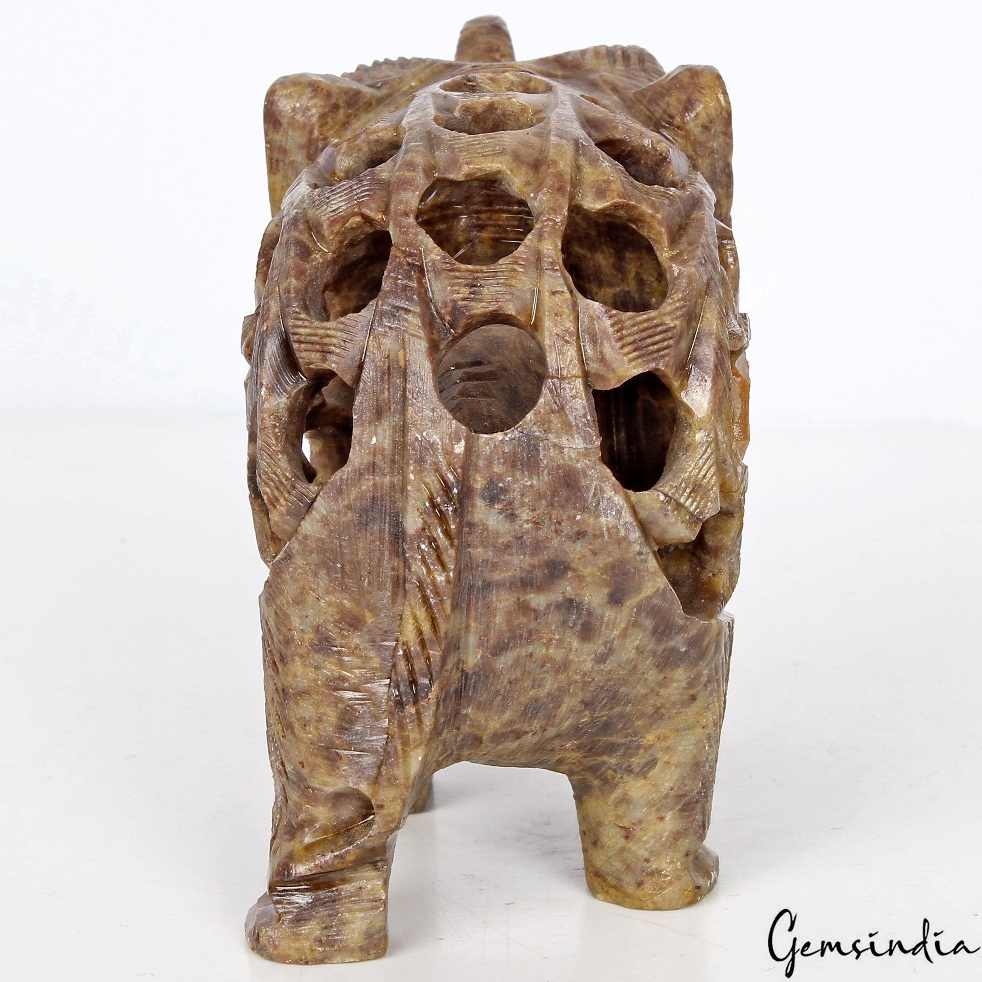 Soapstone Elephant Mom with Baby in tummy Statue/Sculpture Art Decor ~1030 Cts