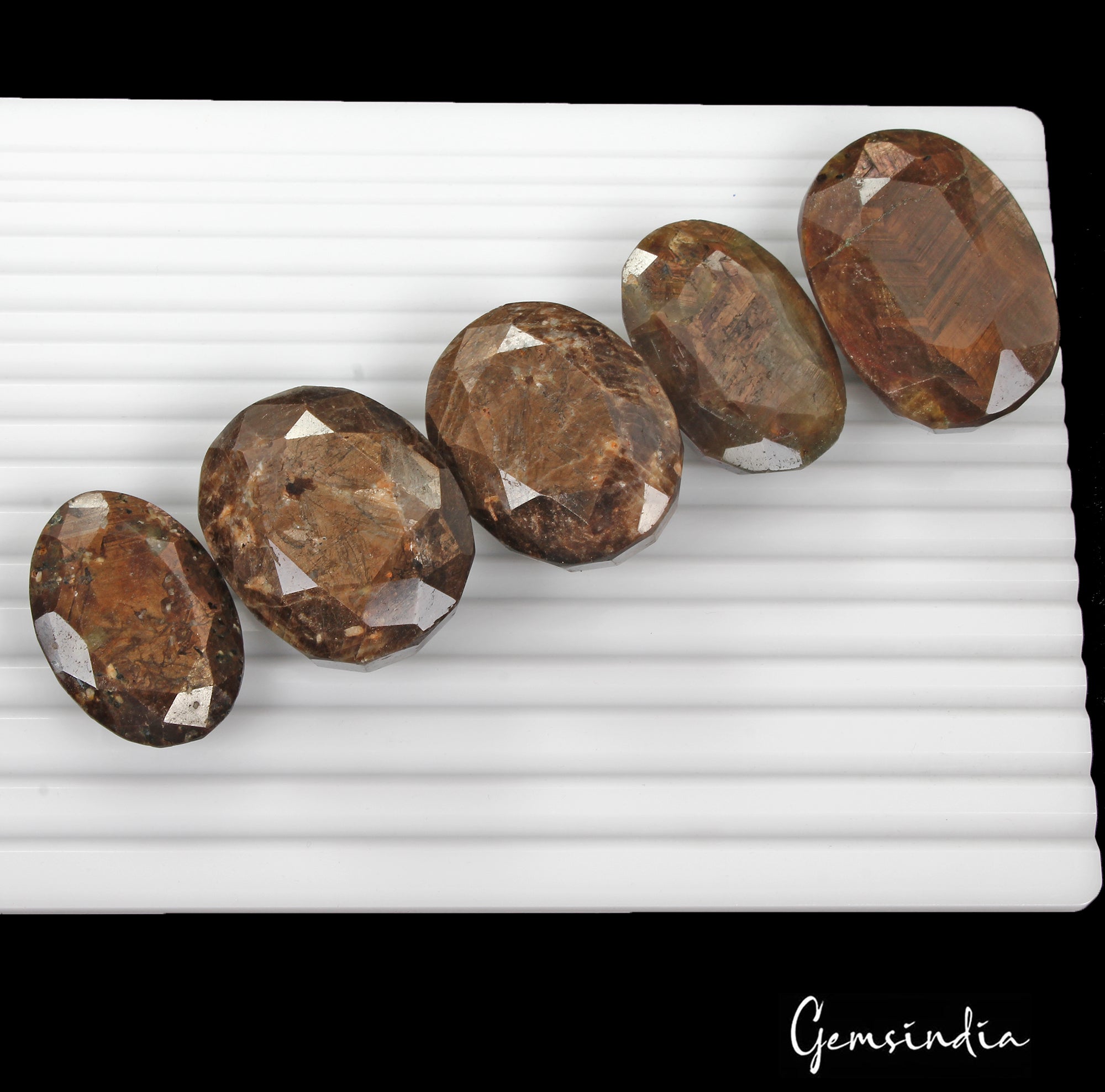 1400 Ct/5 Pcs Natural Untreated Brown Sapphire Oval Faceted Loose Wholesale Gems