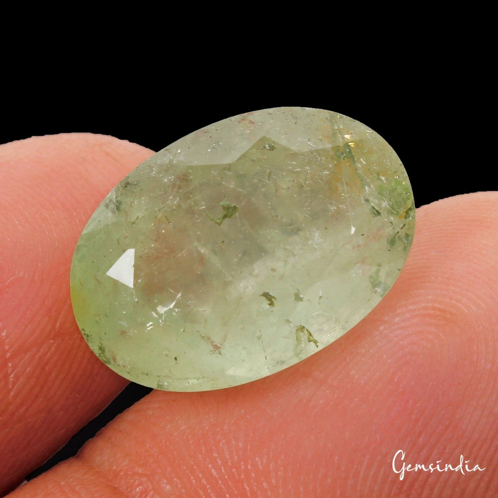 Certified 9.40 Cts Natural Unheated Brazilian Green Aquamarine Oval Gem For Ring
