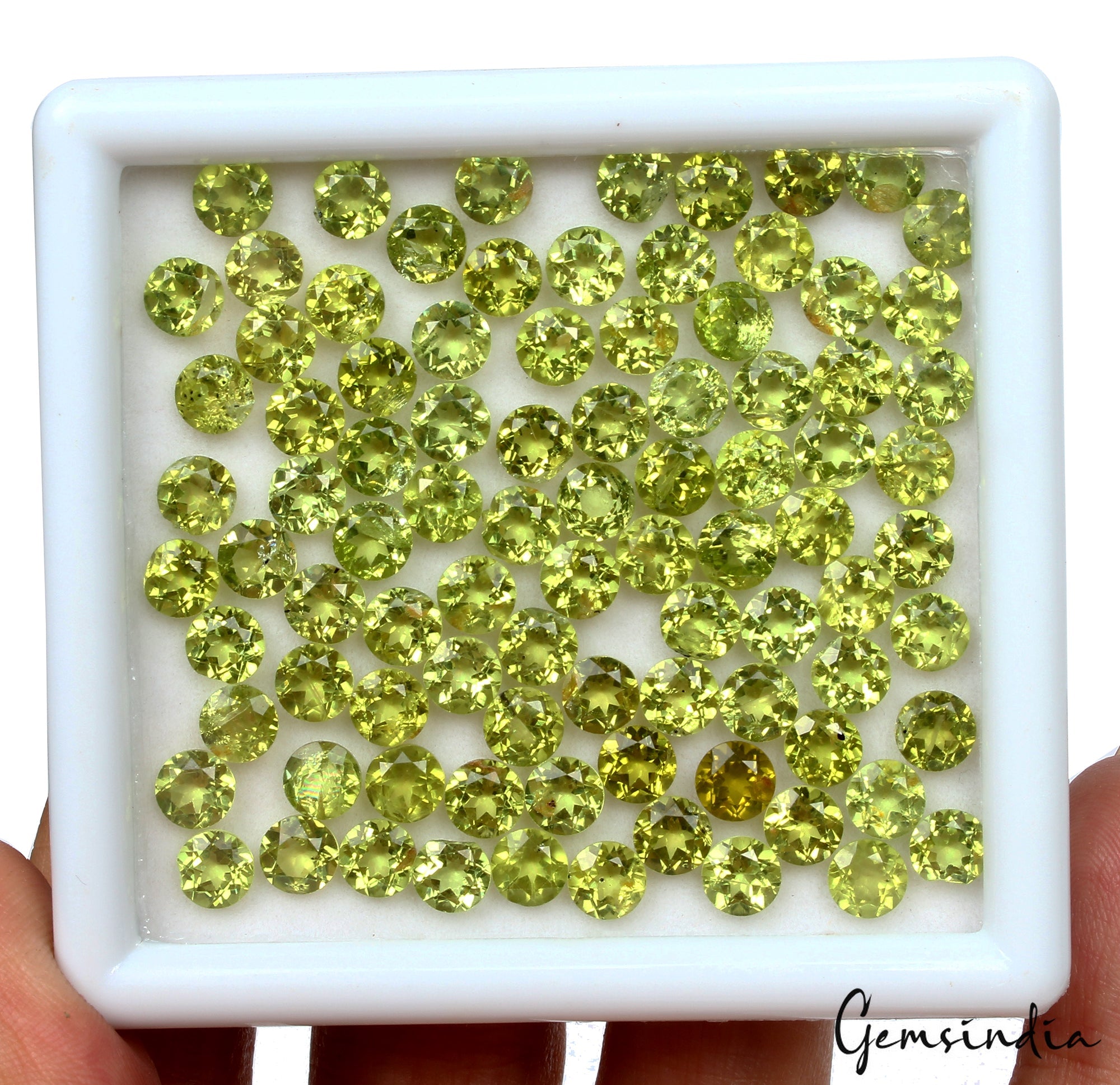 VVS 90 Pcs Natural Peridot Untreated 4mm Round Diamond Cut Loose Gemstones Lot