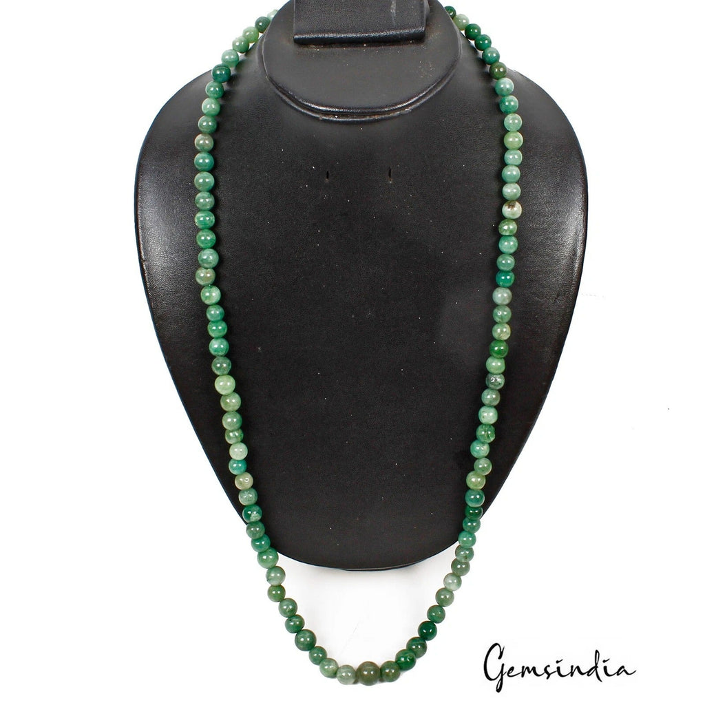 350 Cts/95 Pcs Natural Brazilian Green Emerald Round Cab Drilled Bead Strand 28"