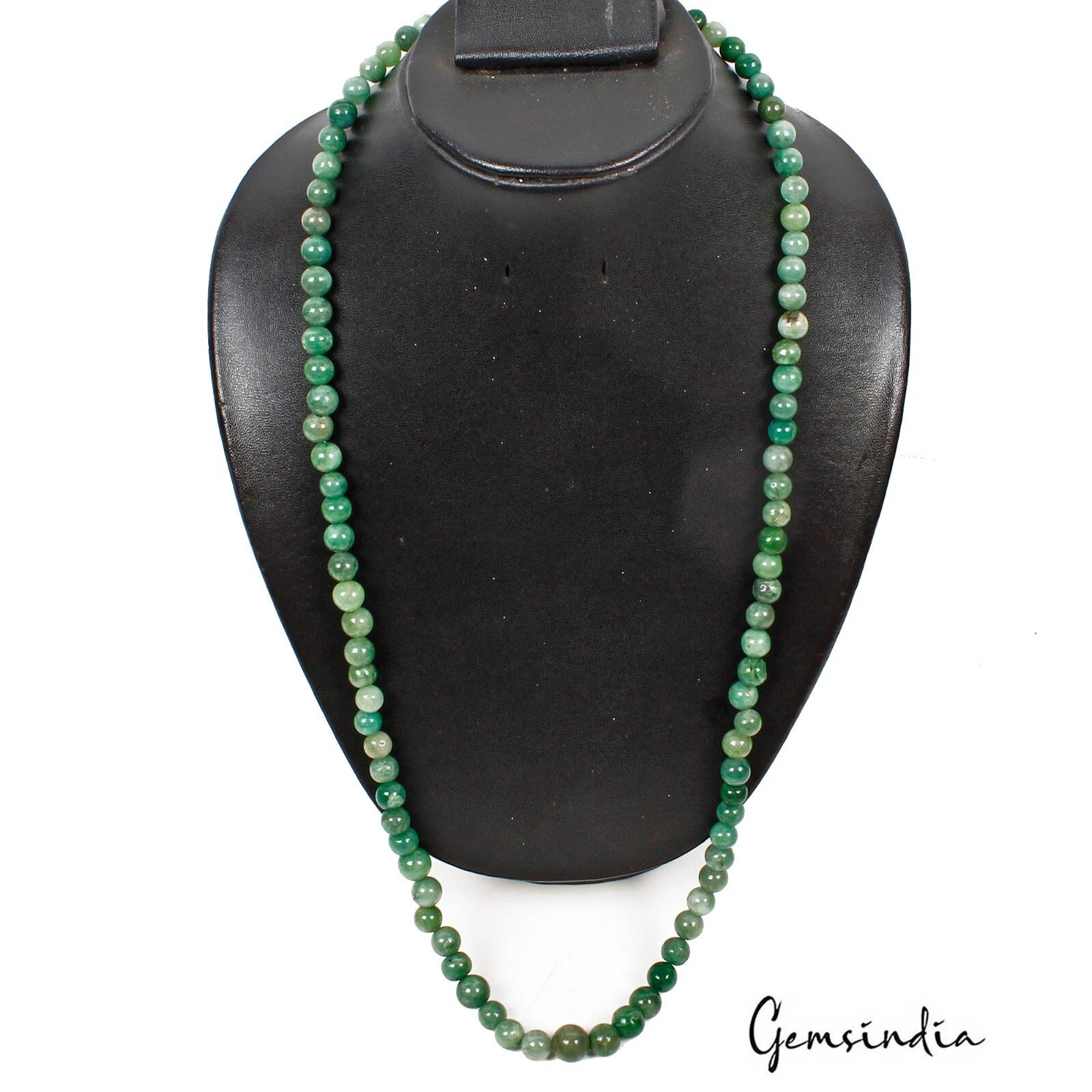 350 Cts/95 Pcs Natural Brazilian Green Emerald Round Cab Drilled Bead Strand 28"