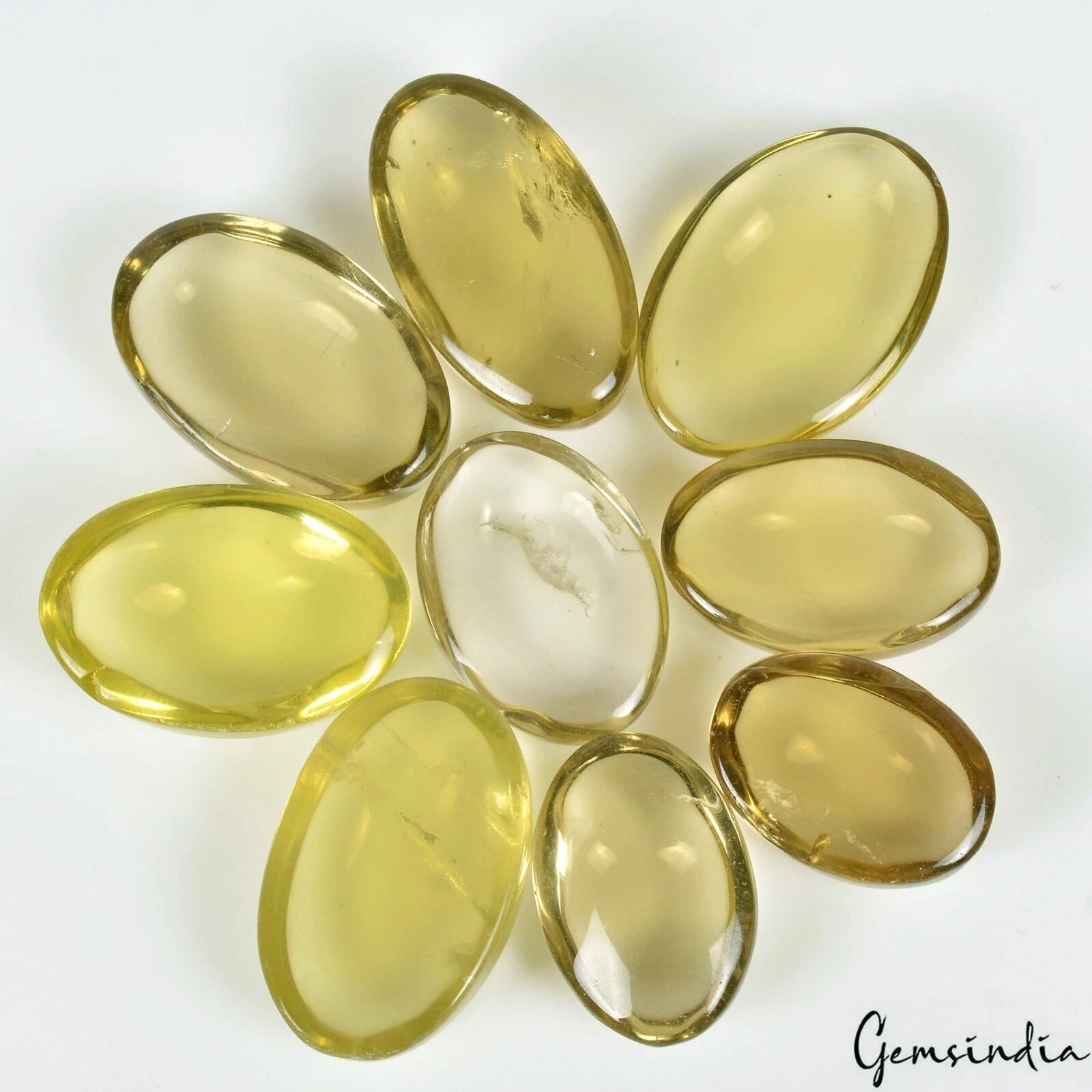 330 Ct Natural Lemon Quartz Citrine 21-29mm Oval Cabochon Loose Untreated Gems
