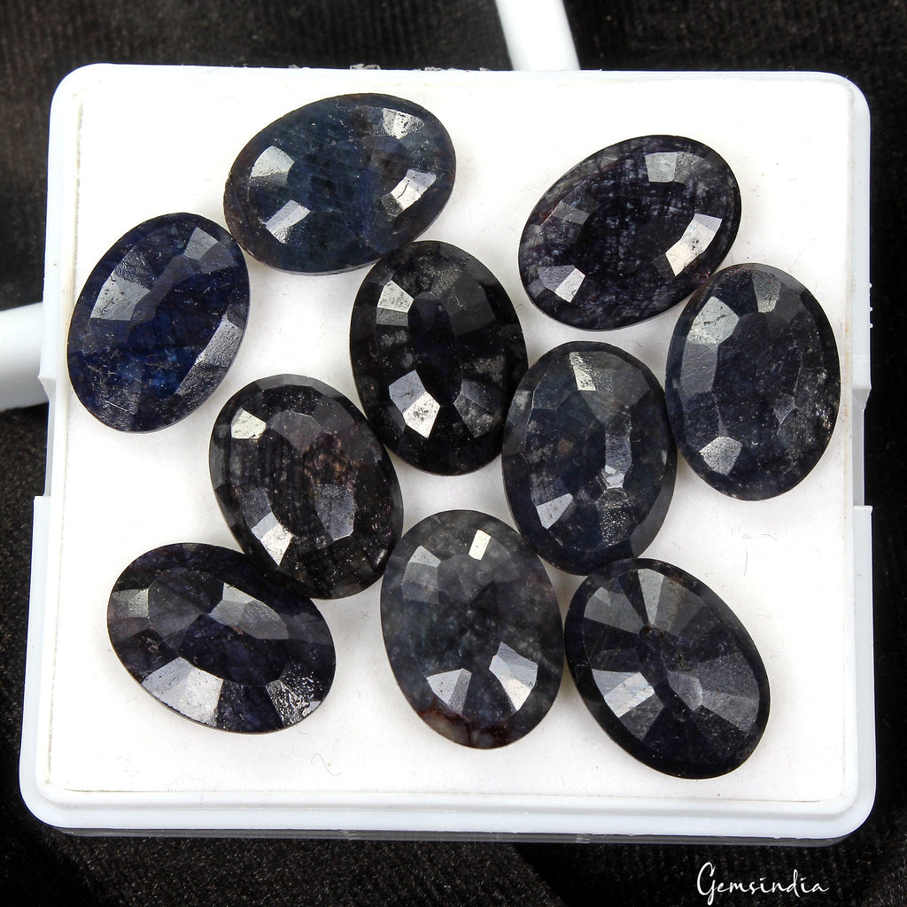 Natural SAPPHIRE Loose 10 Pcs Gemstone Checker Cut Lot 18x13mm Oval 127.30 Ct